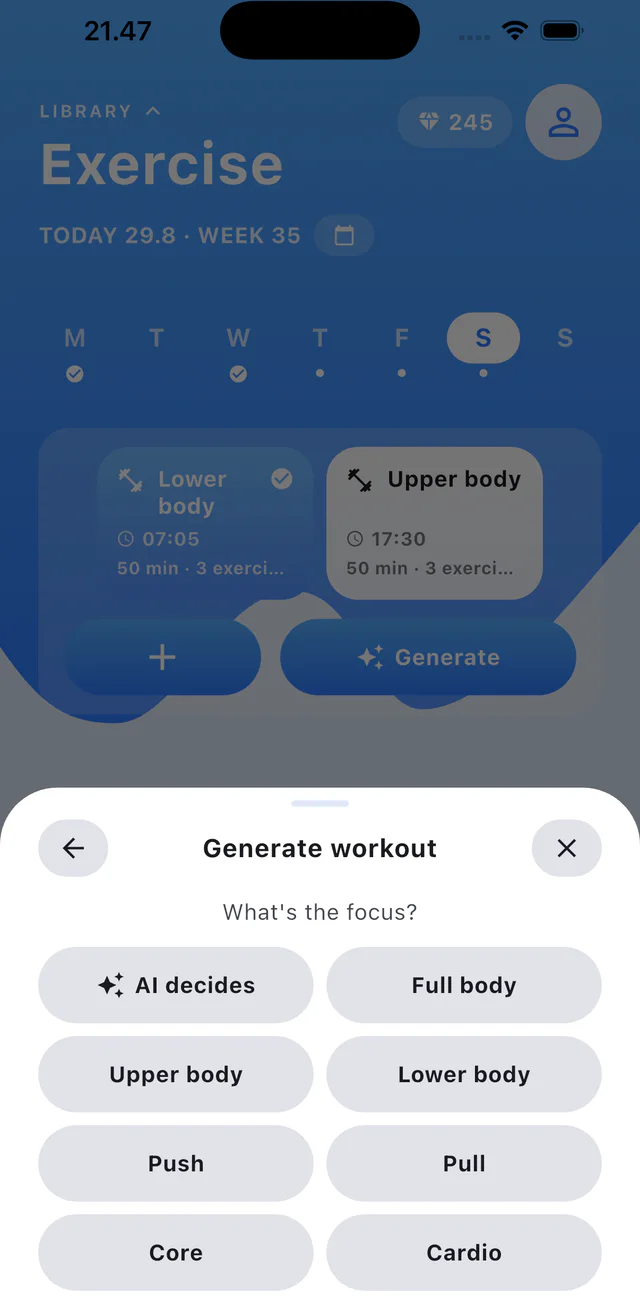 Step 3: Choose the workout focus.
