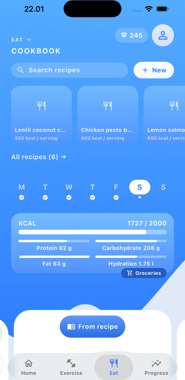 Step 1: Open Cookbook and tap New.