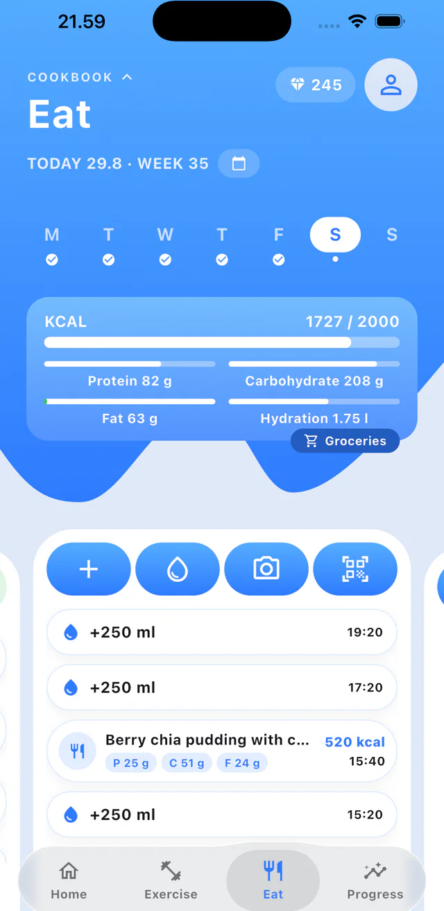 Step 1: Open Eat and tap the plus button.