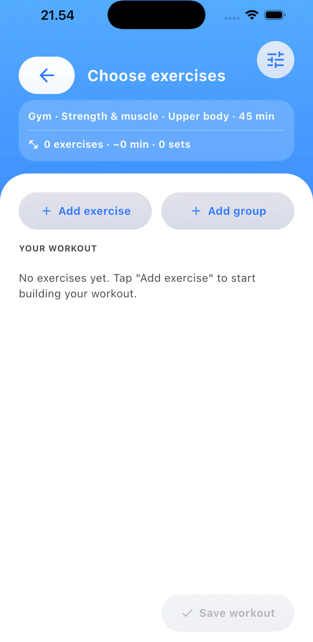 Step 3: Tap Add exercise.