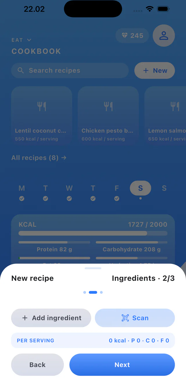 Step 3: Add ingredients and continue.